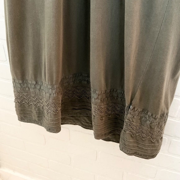 Prana Mini Dress Boho Crochet Olive Green 100% cotton V surplice neck Eco S - Picture 9 of 15